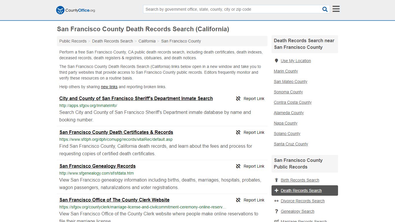 Death Records Search - San Francisco County, CA (Death ...
